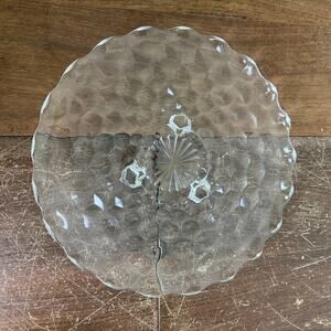 Fostoria Crystal Clear Glass Cubist Footed 12 Inch Cake Plate Serving Platter‎